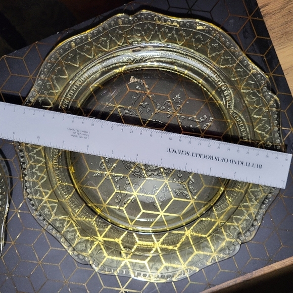 Vintage Amber Depression Glass Dinnerware Set, Dinner & Lunch Plates, Cups & Sau - Picture 13 of 16